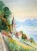 Peinture du Chteau de Chillon, lac de Genve, Suisse
