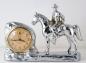 Horloge-rveil remontable  cowboy  cheval , en mtal chrom, Snider Clock Corporation