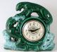 Version en vert de l'horloge-lampe tl avec panthres, modle lectrique, Snider Clock Corporation