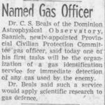 C.S. Beals (Ph. D.) est nommé officier chargé des gaz pour la province