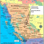 Carte des champs aurifères de la Colombie-Britannique et de lieux connexes