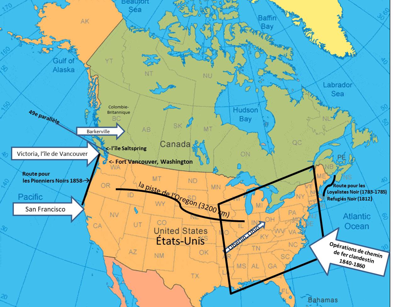 carte de l’Amérique du Nord  
