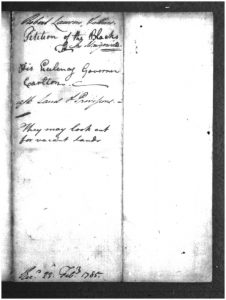 Document manuscrit daté de 1785 et créé par les Noirs de Maugerville.