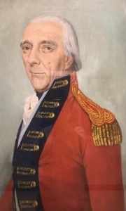 Portrait représentant un homme blanc portant un uniforme britannique rouge.
