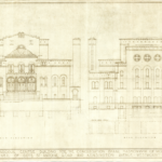 Dessin architectural, édifice de la Shaar Hashomayim à Westmount, vue de face et de l’arrière