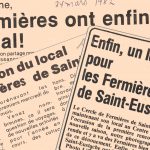 Articles de journaux soulignant l’obtention du local des Fermières de Saint-Eustache