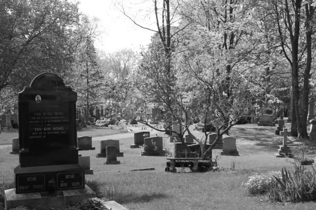 Image noir et blanc du cimetière