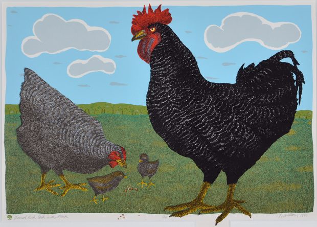 Impression sérigraphique de quatre poulets