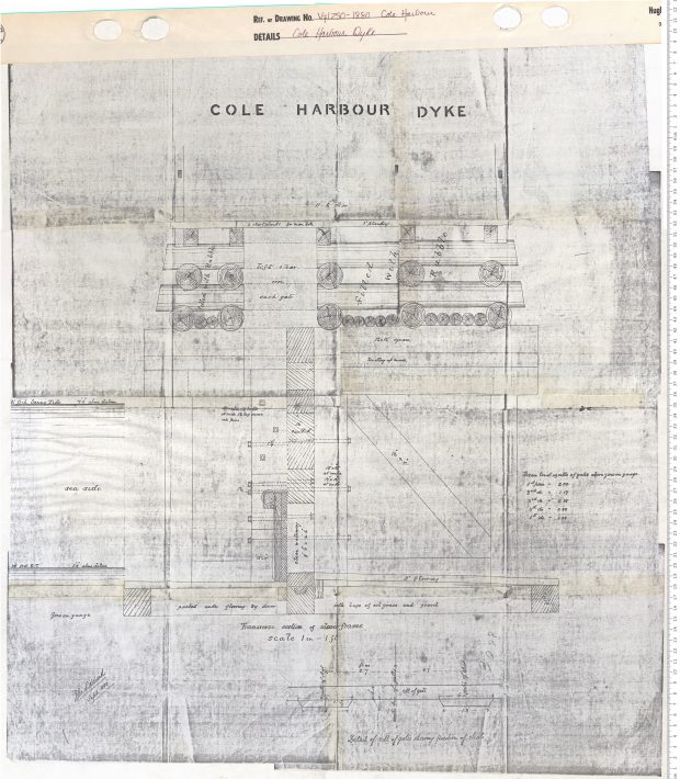 Un plan montrant une coupe transversale de la digue de Cole Harbour 