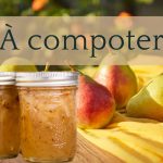 Poires et pots de compote sur une table