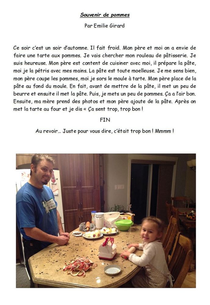 Un père et sa fillette cuisinent une tarde aux pommes