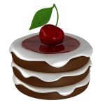 Une cerise sur un gâteau étagé au chocolat