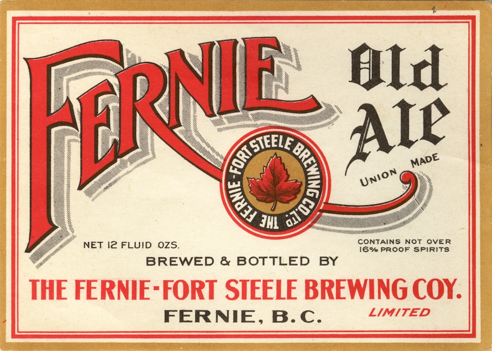 Étiquette pour une bouteille de bière; Fernie Old Ale.