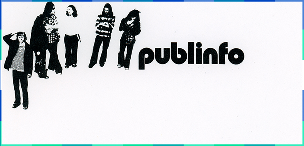 Le logo de Publinfo consiste en cinq photographies juxtaposées des membres en noir et blanc. Celles-ci sont suivies du nom du groupe en caractères gras et stylisés.