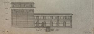 Dessin architectural d’une structure en briques.