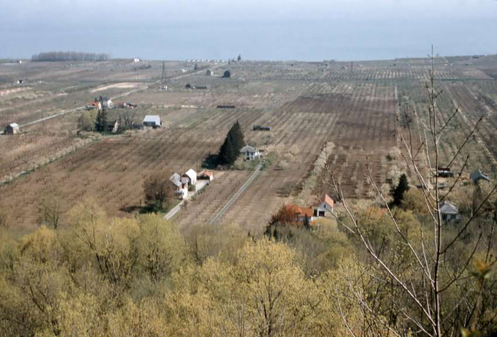 Photo couleur de surface agricole avec vue sur le lac. Grimsby