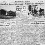 « 34 chefs de famille rassemblent des fonds et unissent leurs efforts pour construire leurs maisons » – The Ottawa Journal, 10 novembre 1953