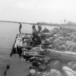 Partie de pêche au vieux quai de Grondines, vers 1955
