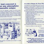 Dépliant de la Salle à manger du vieux Moulin de Grondines