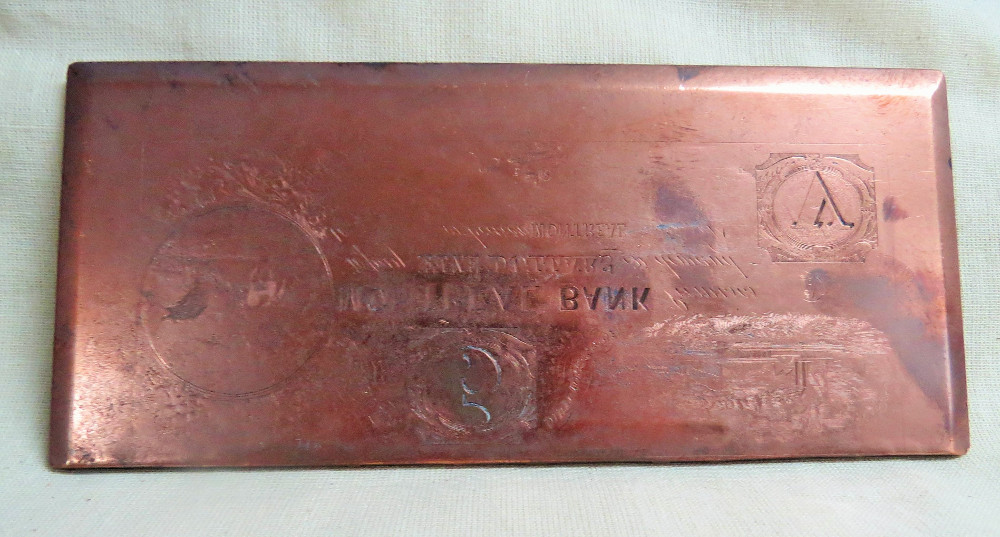 Plaque de cuivre ayant servi à l’impression de faux billets de  la Banque de Montréal