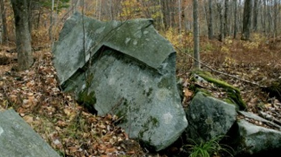 Un amas de pierres plate en sous-bois