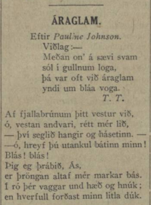 Une colonne de texte imprimée à l’encre noire sur du papier journal décoloré avec le temps.