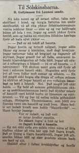 Un extrait d’article en islandais intitulé Til Sólskinsbarna, par H. Guðjónsson frá Laxnesi, publié dans le numéro de novembre 1916 de Sólskin.