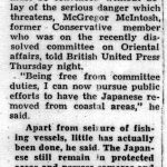 McGregor McIntosh Japonais de la Colombie-Britannique une ‘menace,’ Découpure de journal, c.1942