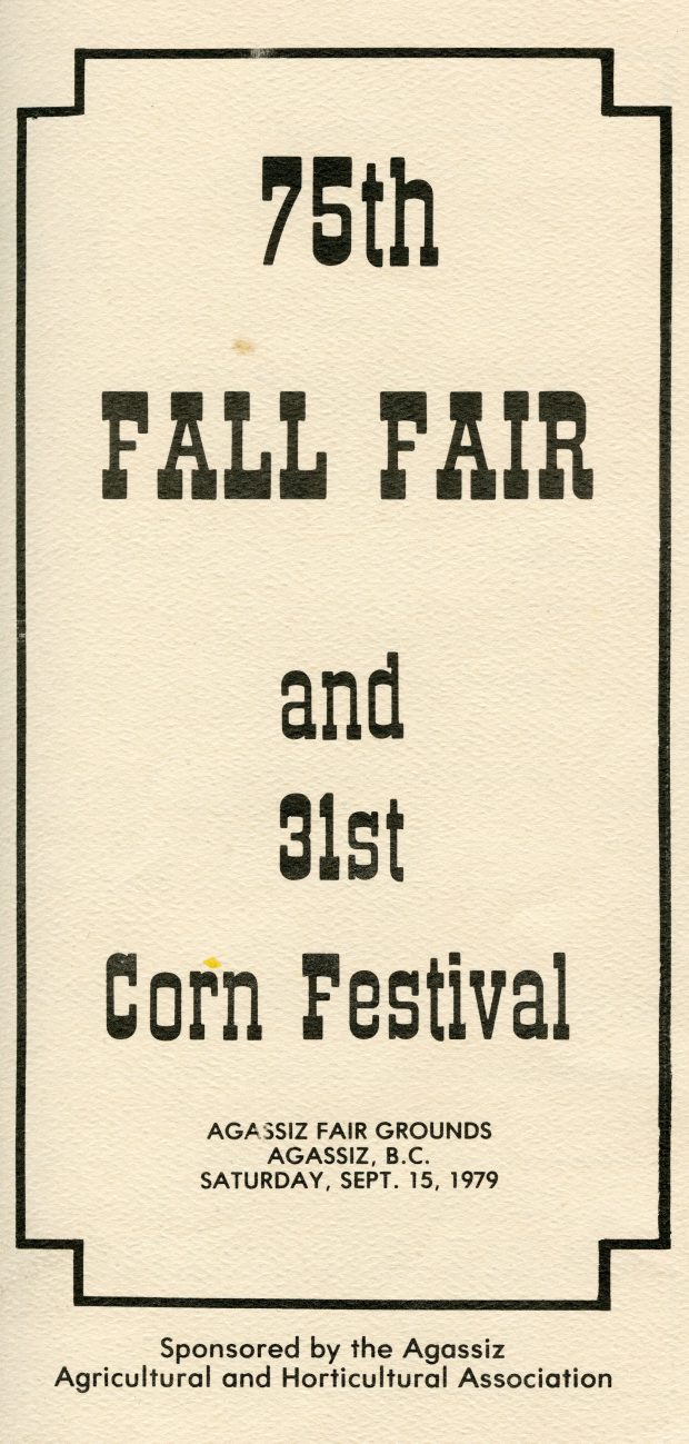 Image en couleur du programme de la 75e Agassiz Fall Fair et du 31e Corn Festival, 1979.