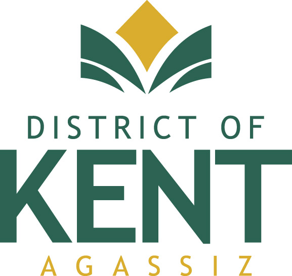 Logo en couleur du district de Kent, Agassiz. Le lettrage est en vert et jaune.