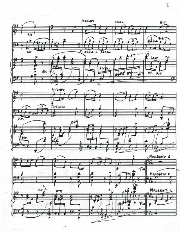 Page 2 de la partition de musique manuscrite titrée Esquisse sur Vive la Canadienne.