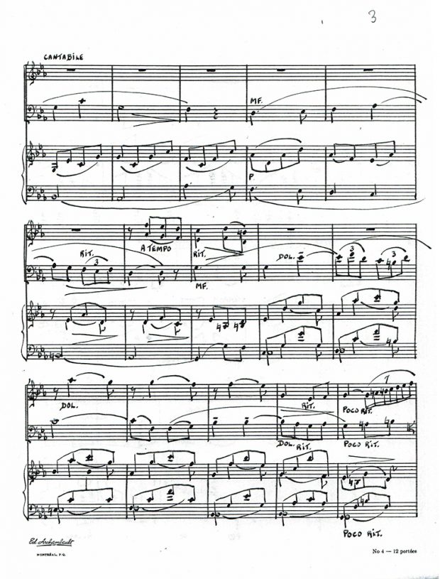 Page 3 de la partition de musique manuscrite titrée Esquisse sur Vive la Canadienne.