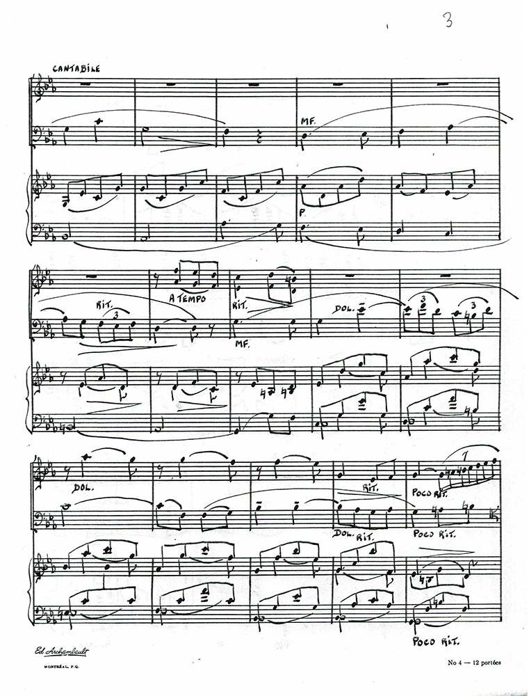 Page 3 de la partition de musique manuscrite titrée Esquisse sur Vive la Canadienne.