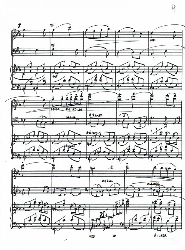 Page 4 de la partition de musique manuscrite titrée Esquisse sur Vive la Canadienne.