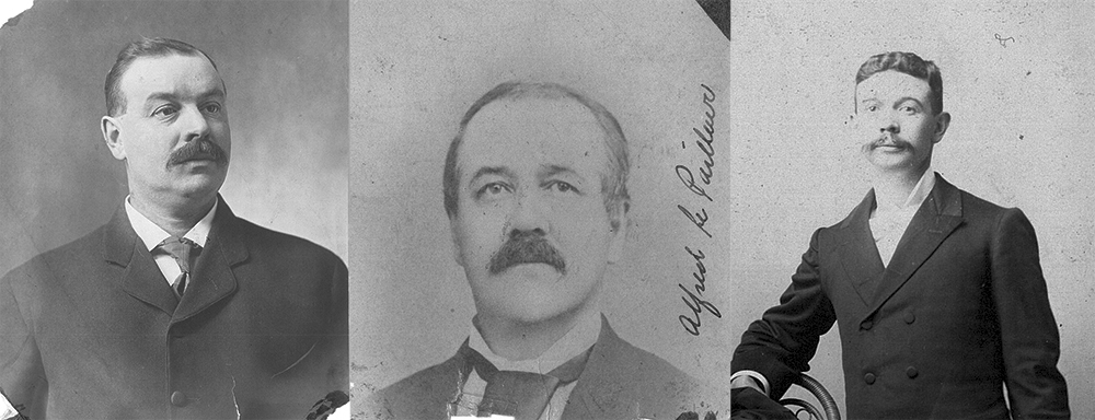 Montage de 3 photos en noir et blanc des trois fondateurs de LePailleur et Frères: Joseph-Wilfrid, Narcisse-Alfred et Armand.