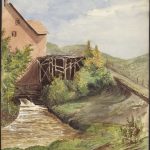 Aquarelle de Lady Agnes Macdonald : « The mill at Rivière-du-Loup »
