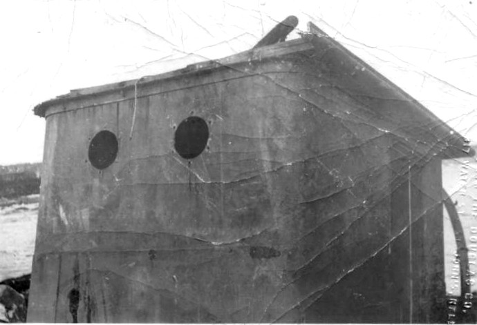 A black and white archival image of the Marconi room on the SS Florizel