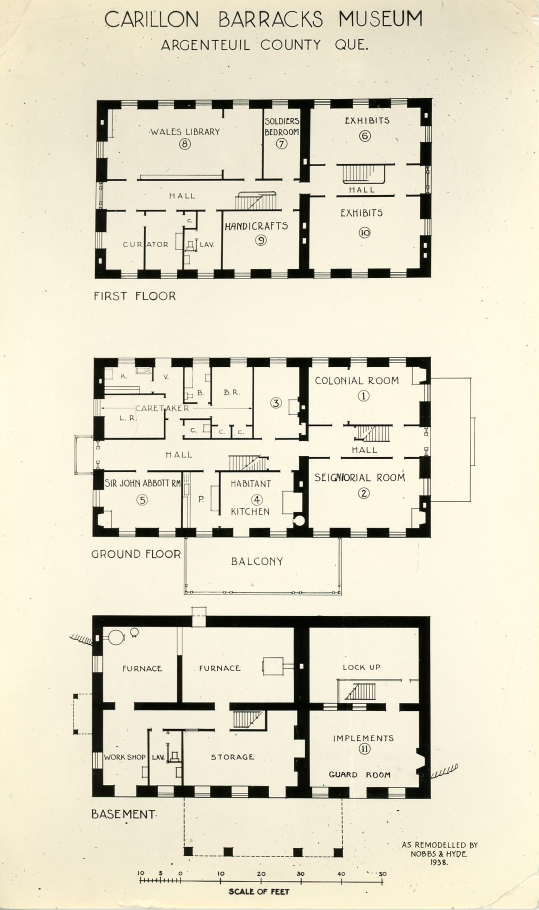 Plan des salles d'exposition du Musée régional d'Argenteuil 1938.