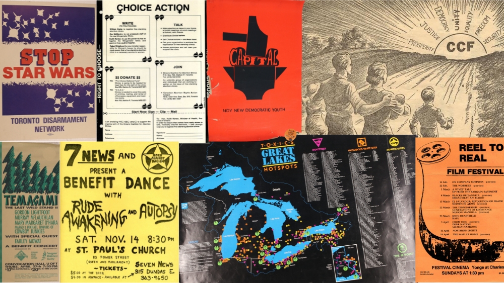 Un collage composé de huit affiches.