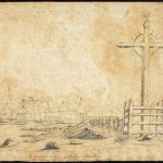 Vue de la digue des moulins à partir de l’Île de la Visitation en 1839
