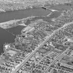 Le Sault-au-Récollet et la centrale hydroélectrique de la rivière des Prairies, juillet 1963