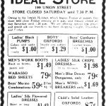 Publicité de presse du magasin Ideal, 1936