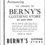 Publicité de presse du magasin Berny, 1947
