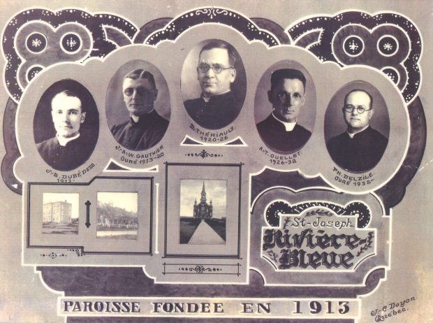 Photos des cinq premiers curés de Rivière-Bleue
