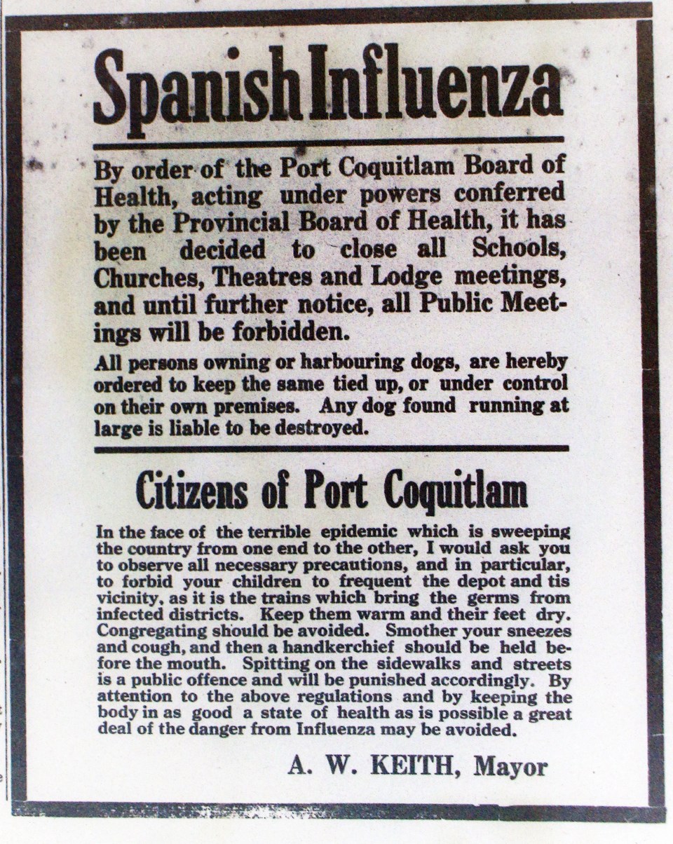 Un article de journal traitant de l’épidémie de grippe espagnole et des restrictions mises en place pour la contrôler. 