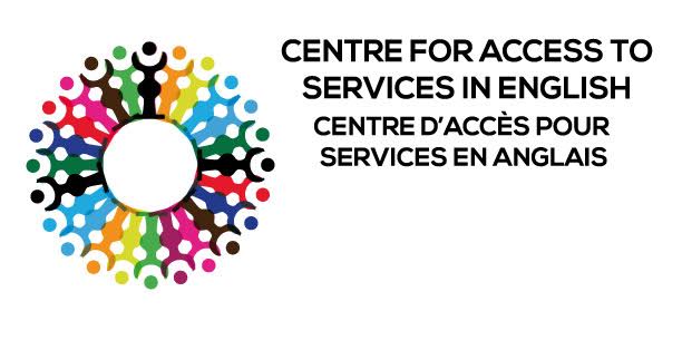 Logo multicolore de l’organisme Centre d’accès pour services en anglais.
