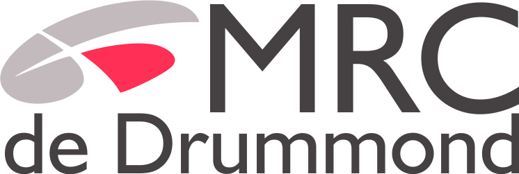 Logo gris et rouge de la MRC de Drummond.