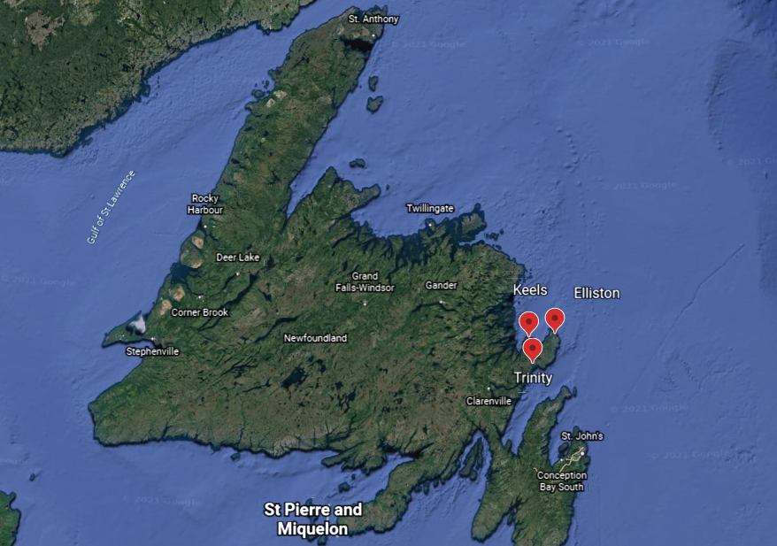 Carte montrant les sites d’intérêt sur la péninsule de Bonavista.
