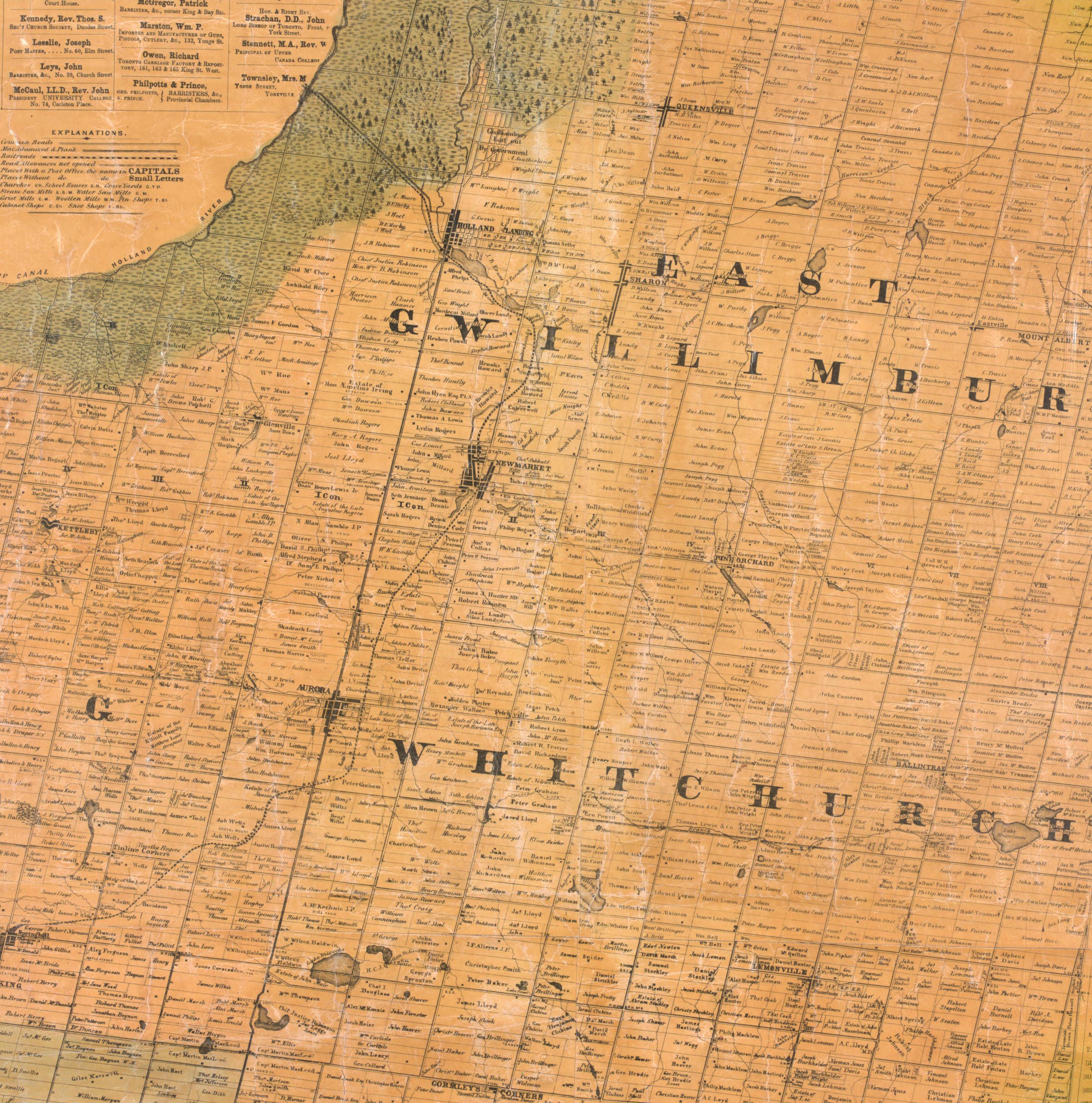 Carte ancienne du canton d’East Gwillimbury, où vivaient les Enfants de la paix. 