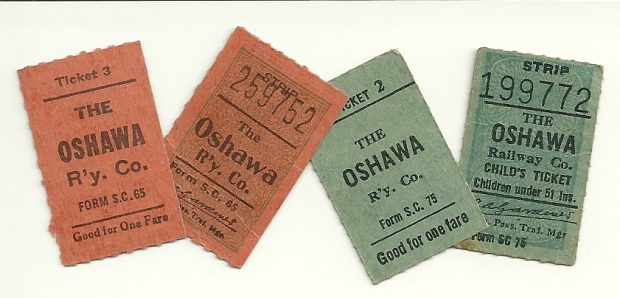 Billets pour la Oshawa Railway Company.